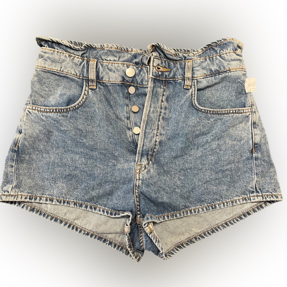 H&M Light Blue High-Waist Denim Shorts